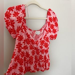 Francescas Pink and Orange Summery Flowered Blouse